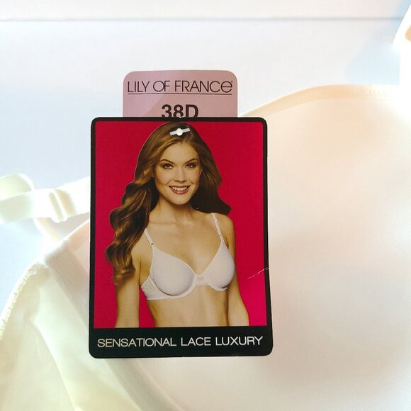 LILLY OF FRANCE WHITE SENSATIONAL LACE LUXURY BRA 38 D - Picture 2 of 7